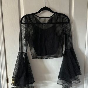 Fashion Nova mesh cropped top with flare arms